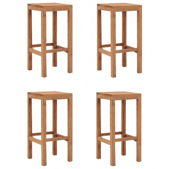 Tabourets de bar lot de 4 bois de teck massif