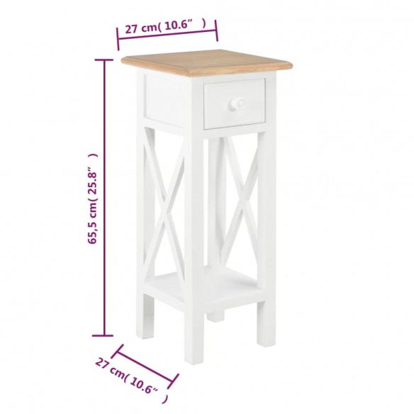 Table d'appoint Blanc 27 x 27 x 65,5 cm Bois