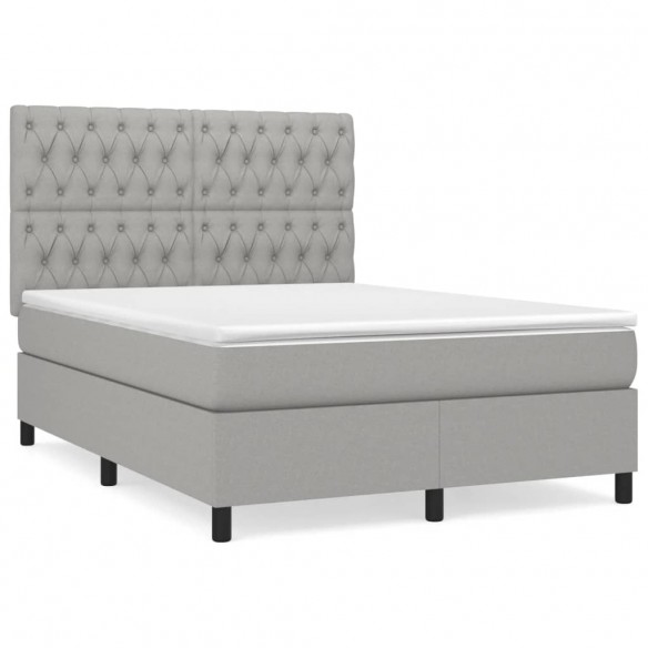 Cadre de lit avec matelas Gris clair 140x190cm Tissu