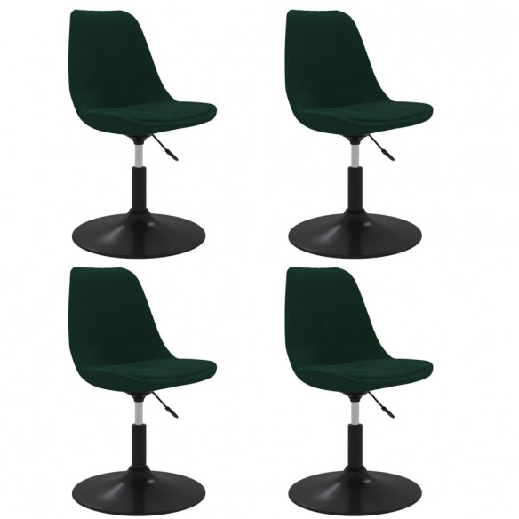 Chaises pivotantes à manger lot de 4 Vert foncé Velours