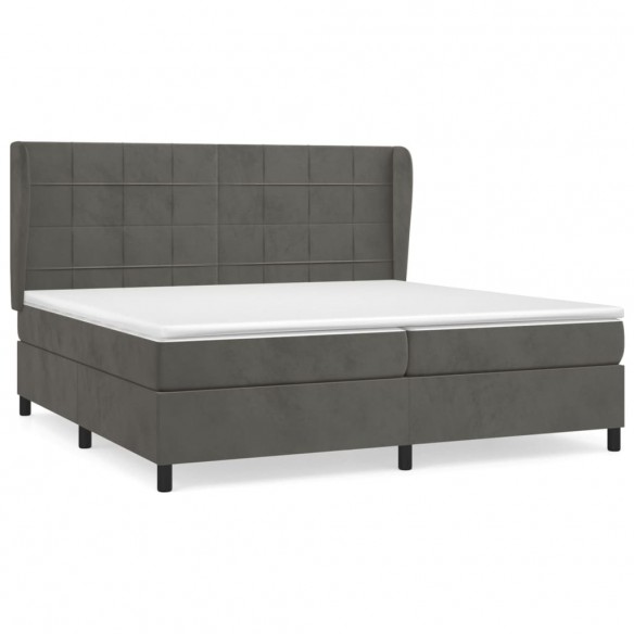 Cadre de lit et matelas Gris foncé 200x200cm Velours