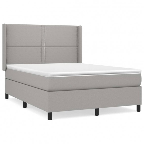 Cadre de lit avec matelas Gris clair 140x190cm Tissu