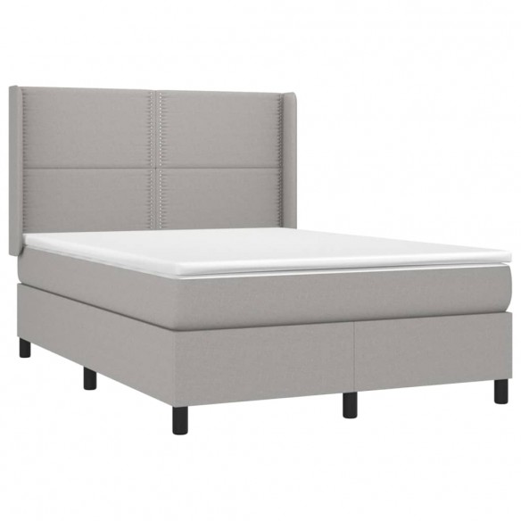 Cadre de lit avec matelas Gris clair 140x190cm Tissu