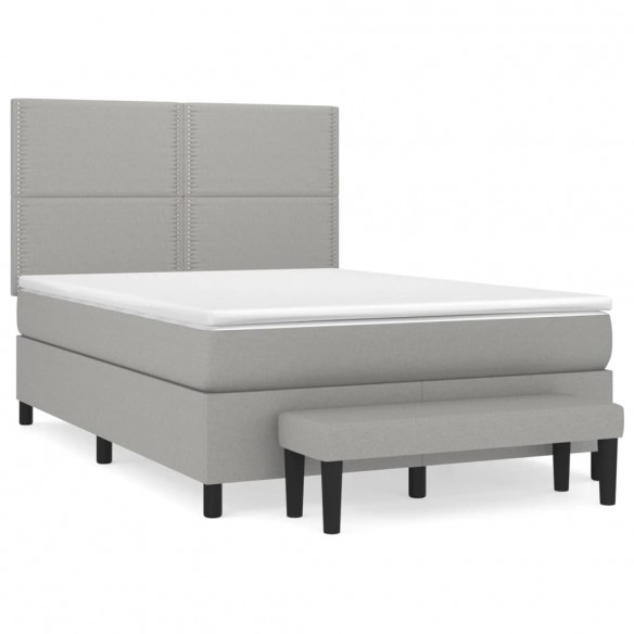 Cadre de lit avec matelas Gris clair 140x190cm Tissu