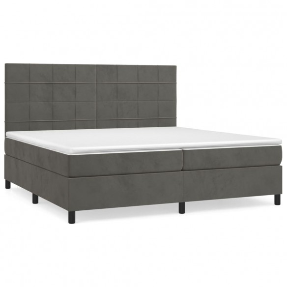 Cadre de lit et matelas Gris foncé 200x200cm Velours