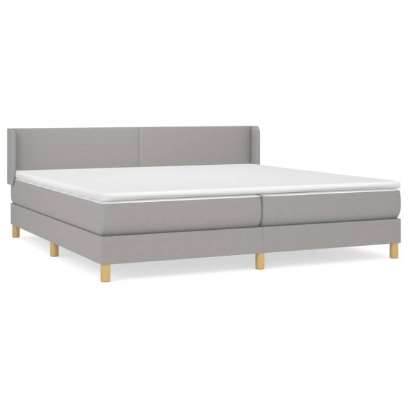 Cadre de lit avec matelas Gris clair 200x200cm Tissu