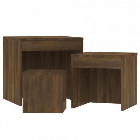 Tables gigognes 3 pcs Chêne marron Bois d'ingénierie