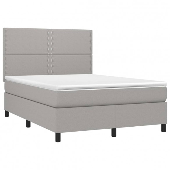 Cadre de lit avec matelas Gris clair 140x190cm Tissu