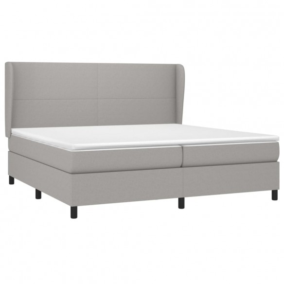 Cadre de lit avec matelas Gris clair 200x200cm Tissu