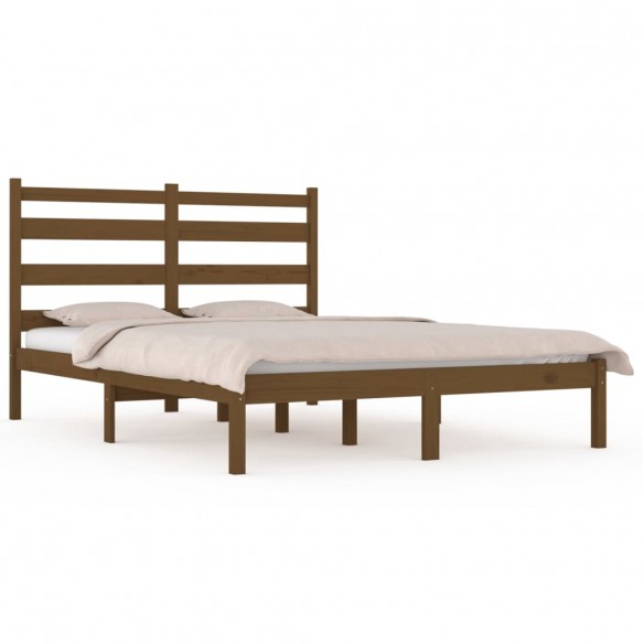 Cadre de lit Marron miel Bois de pin massif 135x190 cm Double