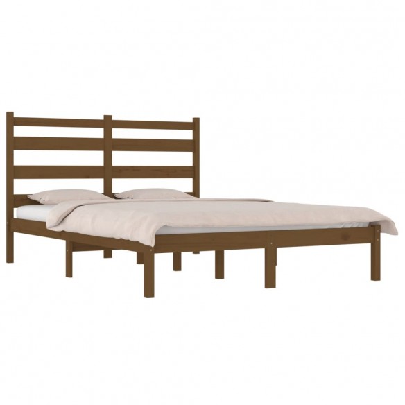 Cadre de lit Marron miel Bois de pin massif 135x190 cm Double