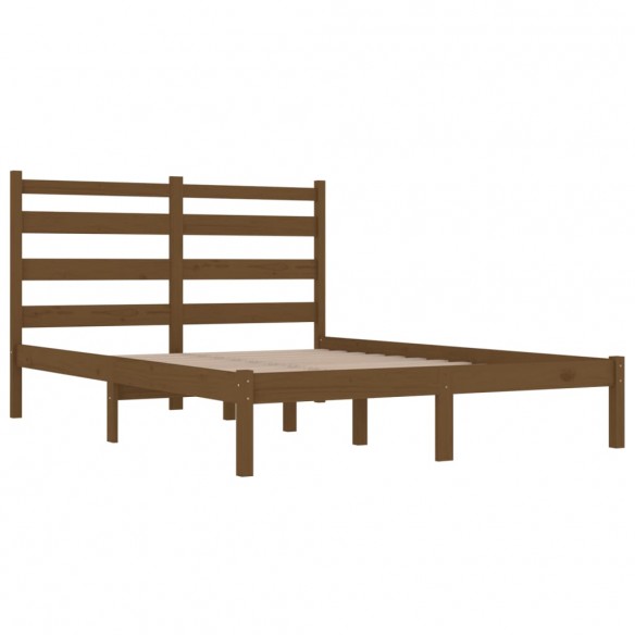 Cadre de lit Marron miel Bois de pin massif 135x190 cm Double