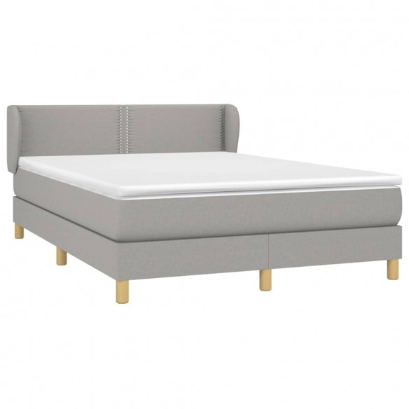 Cadre de lit avec matelas Gris clair 140x190cm Tissu