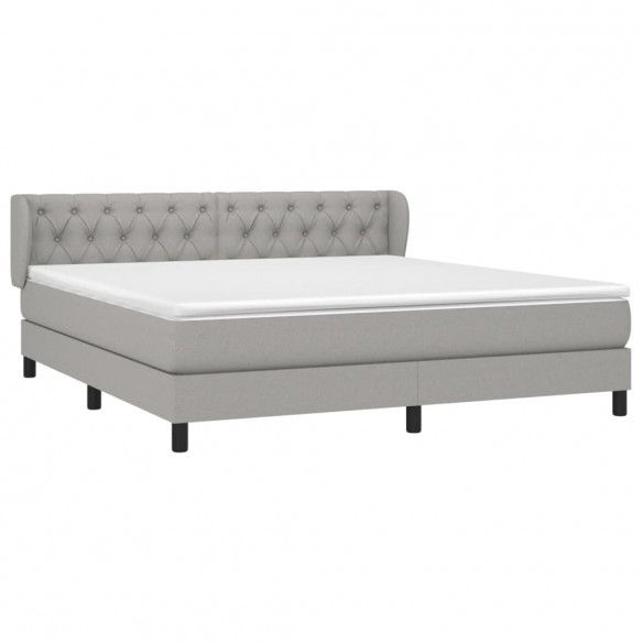 Cadre de lit avec matelas Gris clair 160x200cm Tissu