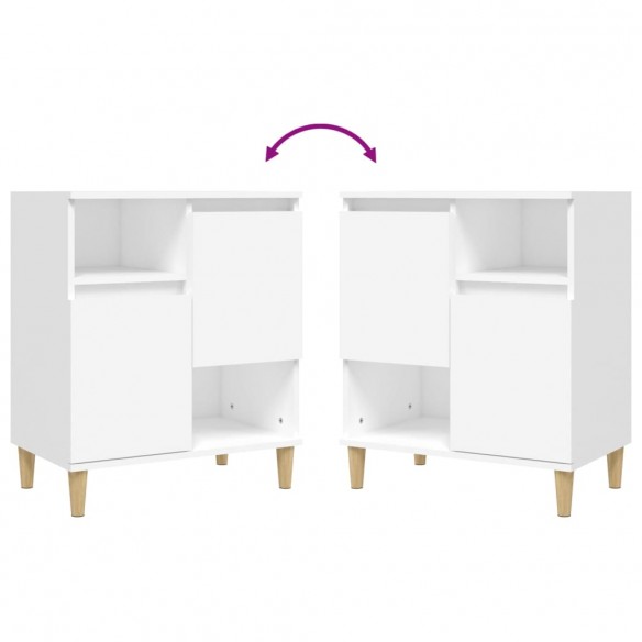 Buffets 2 pcs blanc 60x35x70 cm bois d'ingénierie