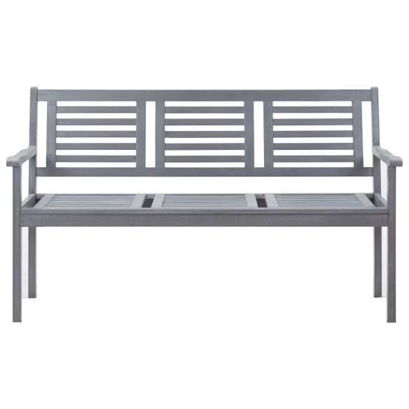 Banc de jardin 3 places avec coussin 150 cm Gris Eucalyptus