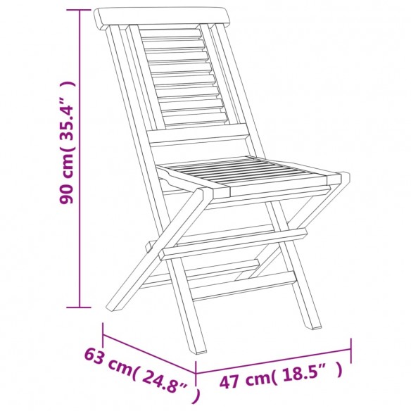 Chaises de jardin pliantes 4 pcs 47x63x90 cm bois massif teck