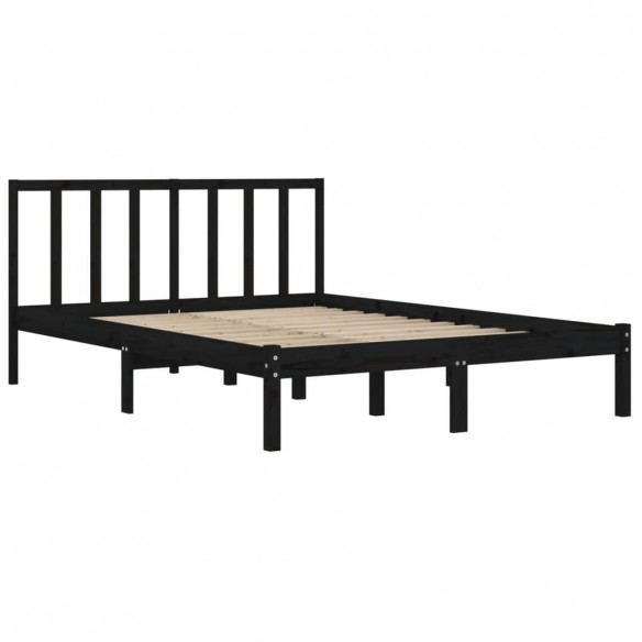 Cadre de lit Noir Bois de pin massif 135x190 cm Double