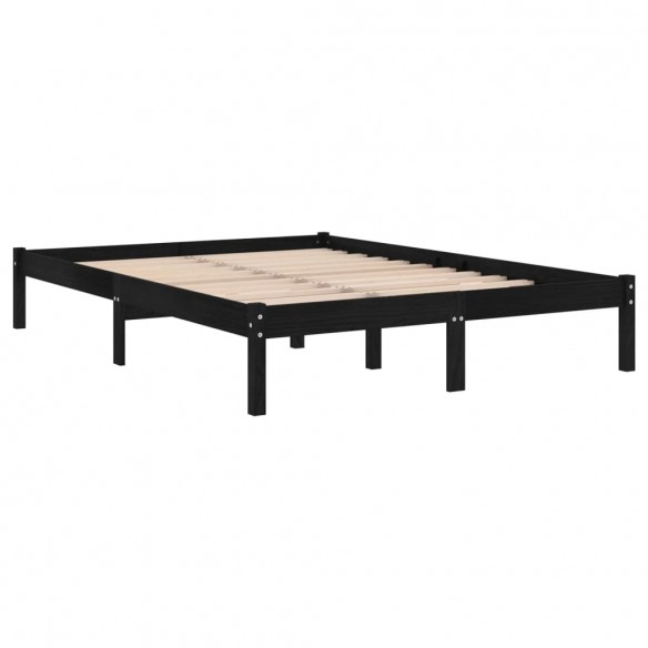 Cadre de lit Noir Bois massif 135x190 cm Double