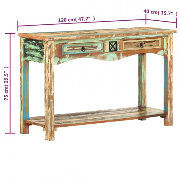 Table console 120x40x75 cm Bois solide de récupération