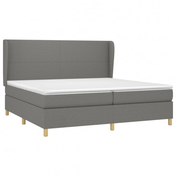 Cadre de lit avec matelas Gris foncé 200x200cm Tissu