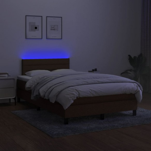 Cadre de lit matelas et LED Marron foncé 120x200 cm