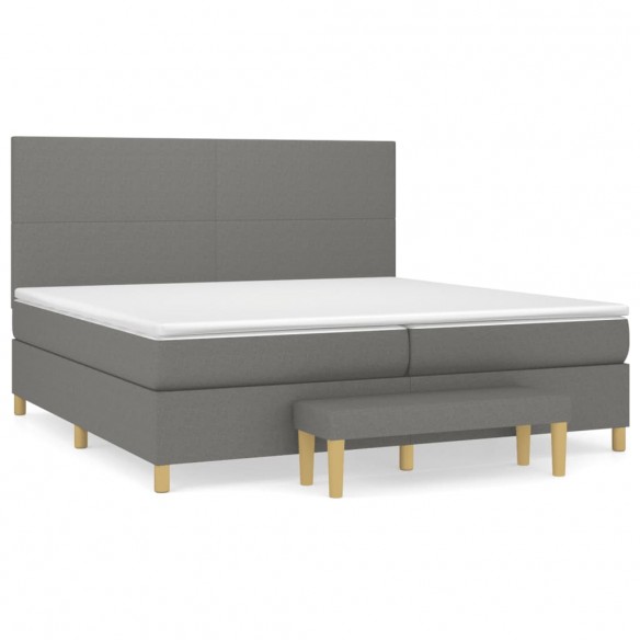 Cadre de lit avec matelas Gris foncé 200x200cm Tissu