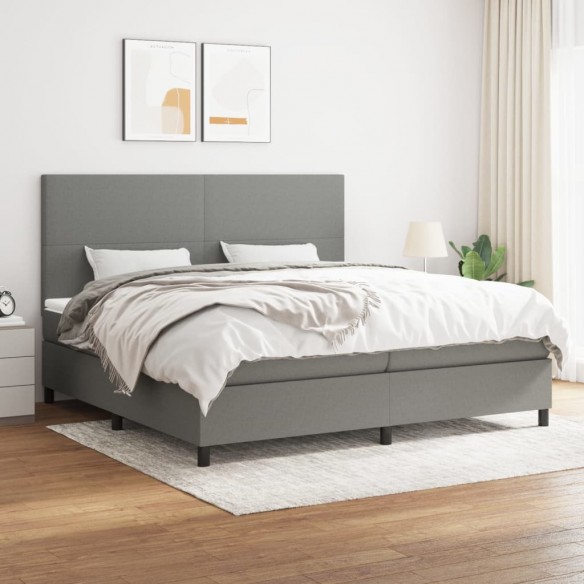 Cadre de lit avec matelas Gris foncé 200x200cm Tissu