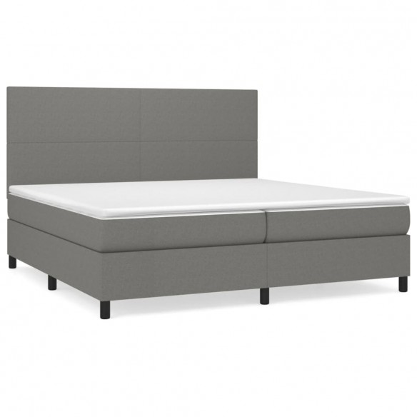 Cadre de lit avec matelas Gris foncé 200x200cm Tissu