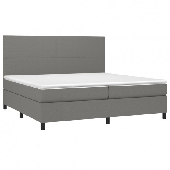 Cadre de lit avec matelas Gris foncé 200x200cm Tissu