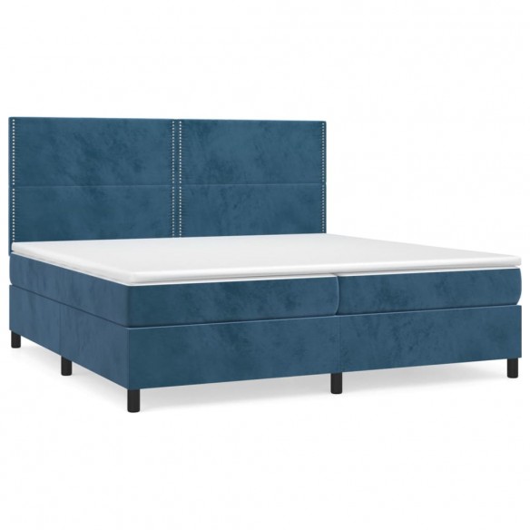 Cadre de lit et matelas Bleu foncé 200x200cm Velours