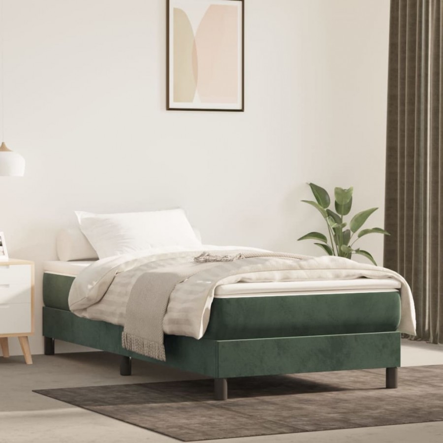 Cadre de lit avec matelas Vert foncé 90x200 cm