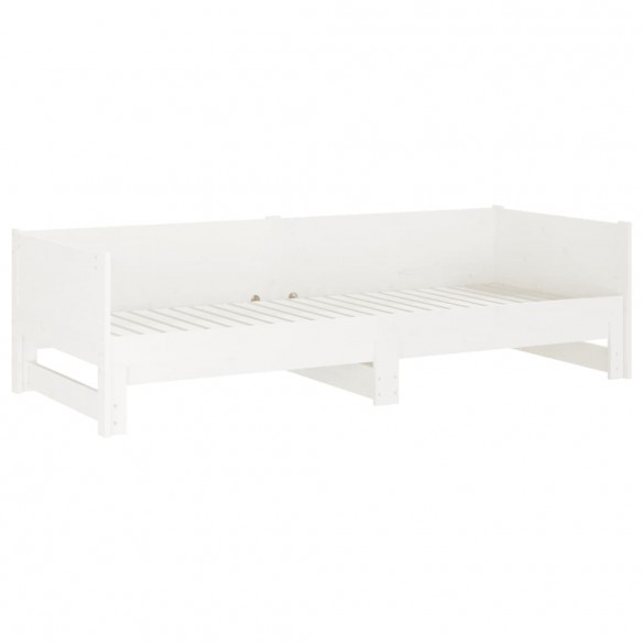 Lit coulissant Blanc Bois de pin solide 2x(90x200) cm