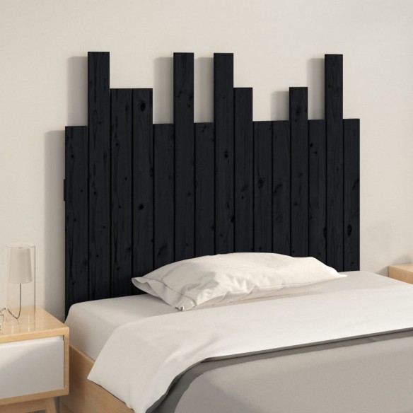 Tête de lit murale Noir 95,5x3x80 cm Bois massif de pin