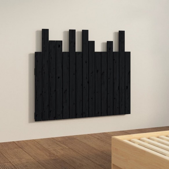 Tête de lit murale Noir 95,5x3x80 cm Bois massif de pin