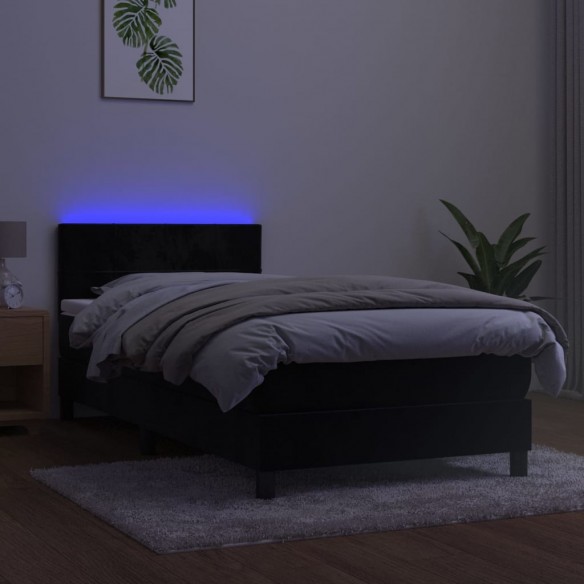 Cadre de lit avec matelas et LED Noir 80x200 cm