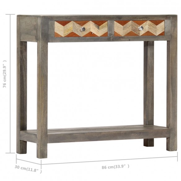 Table console Gris 86 x 30 x 76 cm Bois de manguier massif