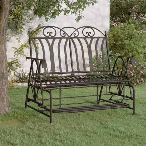 Banc coulissant 2 places 114 cm Noir Acier