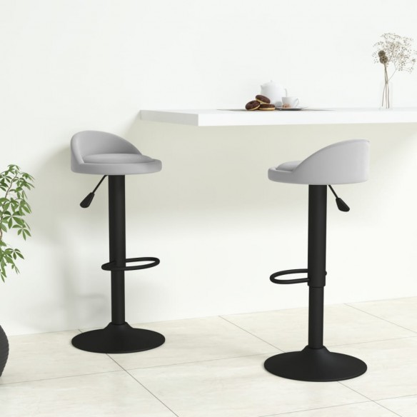 Tabourets de bar lot de 2 gris clair velours