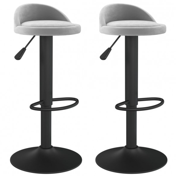 Tabourets de bar lot de 2 gris clair velours