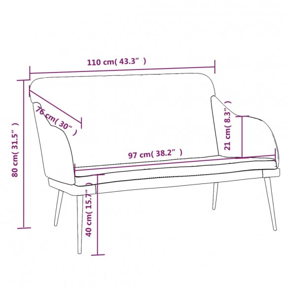 Banc Gris clair 110x76x80 cm Velours