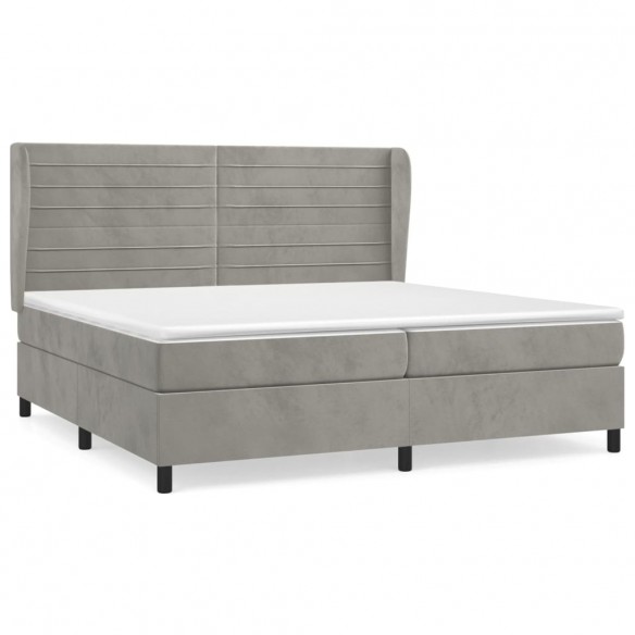 Cadre de lit et matelas Gris clair 200x200cm Velours