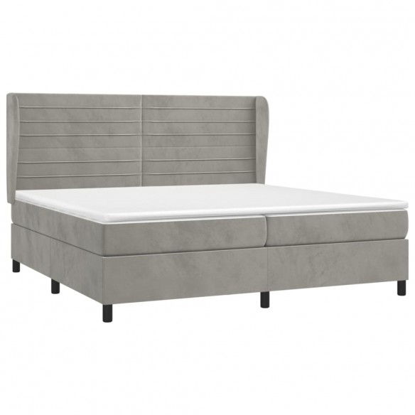 Cadre de lit et matelas Gris clair 200x200cm Velours