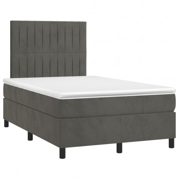 Cadre de lit et matelas Gris foncé 120x200cm Velours