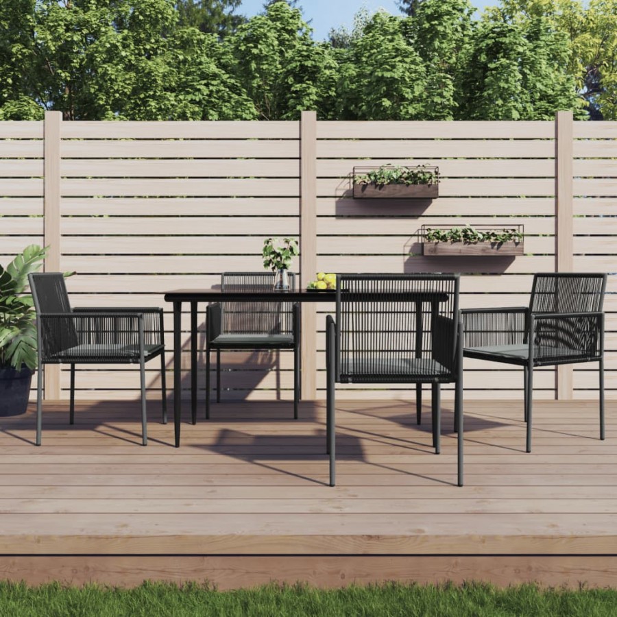 Chaises de jardin et coussins lot de 4 noir 54x60,5x83,5 cm