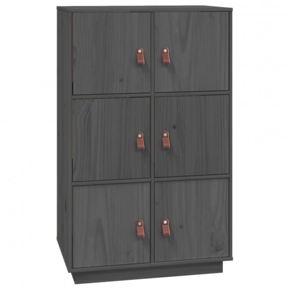 Buffet haut Gris 67x40x108,5 cm Bois massif de pin