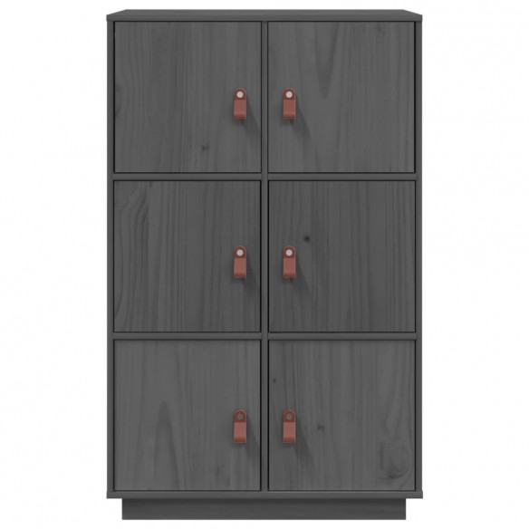 Buffet haut Gris 67x40x108,5 cm Bois massif de pin