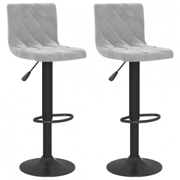 Tabourets de bar 2 pcs Gris clair Velours