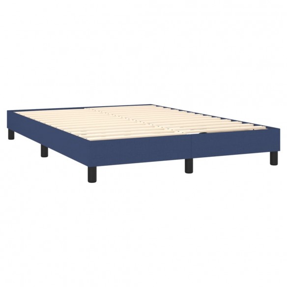 Cadre de lit avec matelas Bleu 140x200 cm Tissu