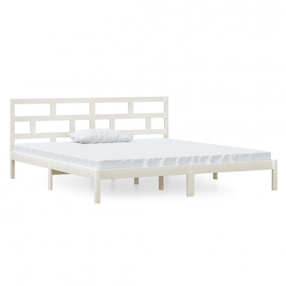 Cadre de lit Blanc Bois de pin massif 140x190 cm